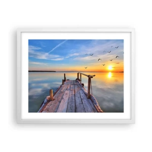 Poster in cornice bianca - Camminando verso il sole - 50x40 cm