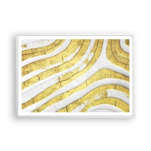 Poster in cornice bianca - Composizione in bianco e oro - 100x70 cm