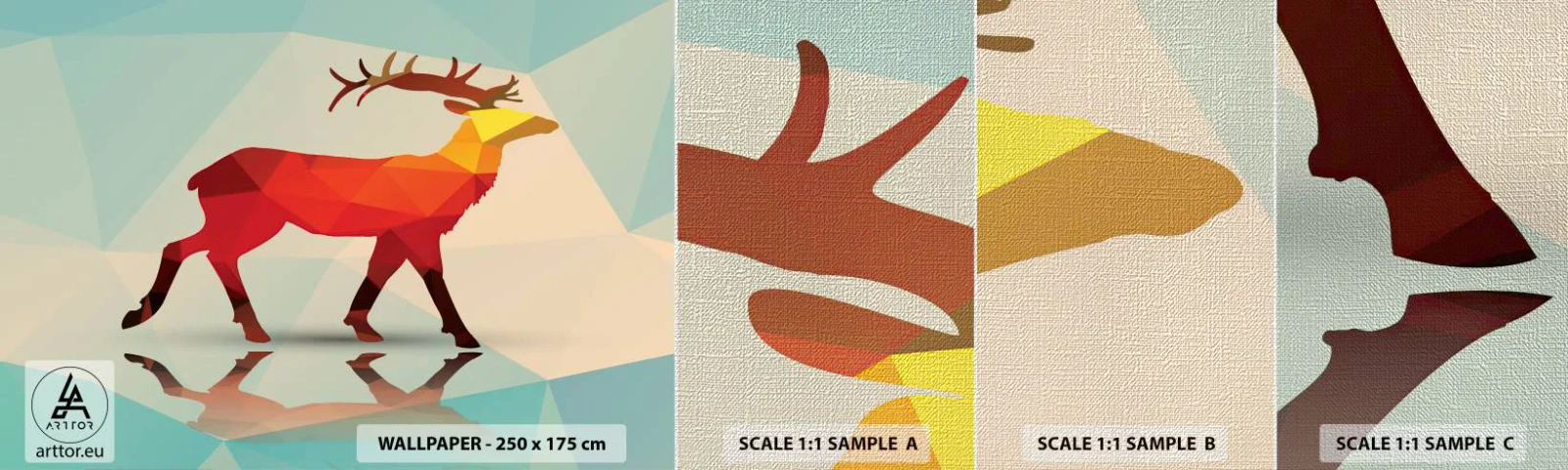 Campione di Fotomurale Premium Canvas - Il cervo geometrico - Animali, Cervo, Figura geometrica - 100x30 cm