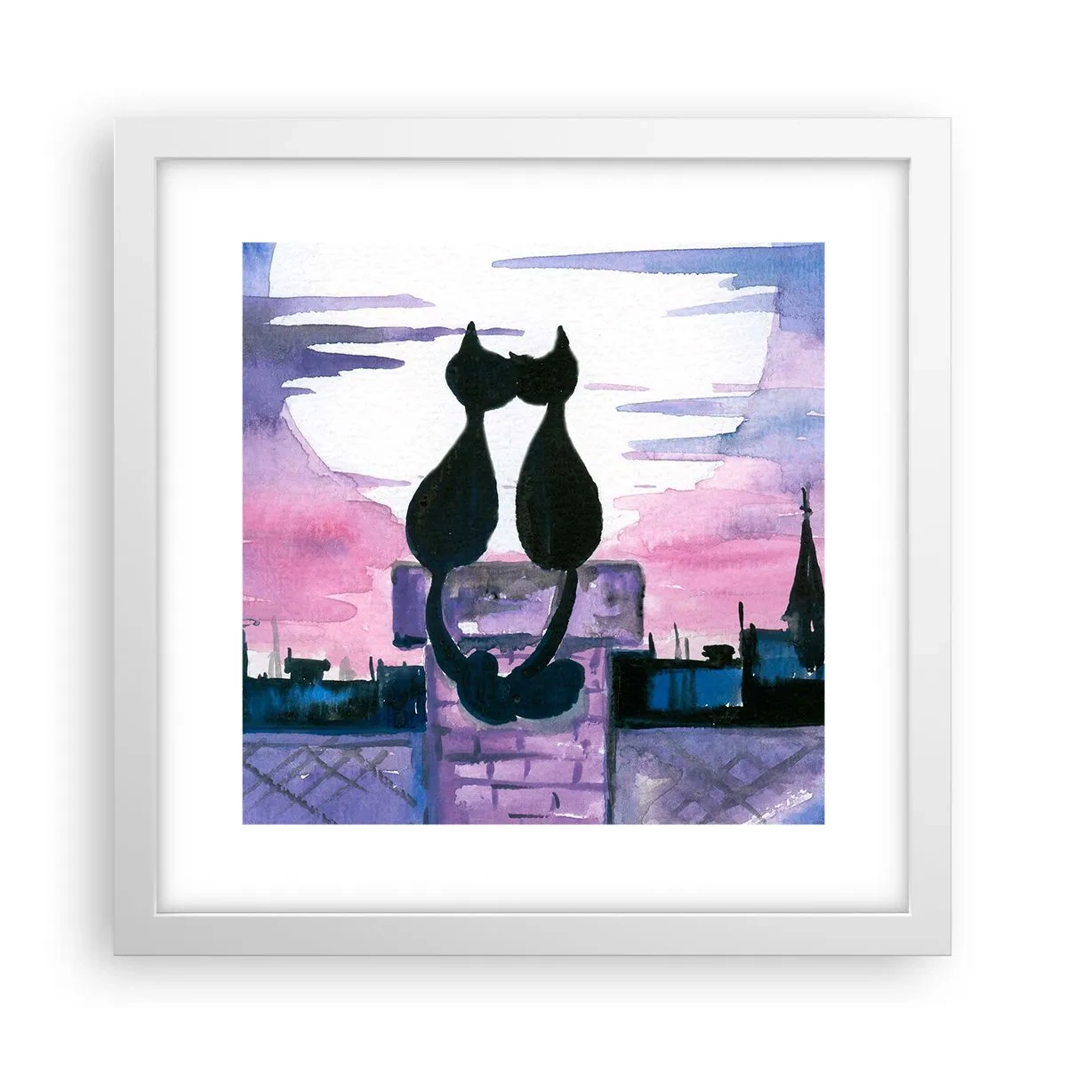 Poster in cornice bianca - Appuntamento sotto la luna - 30x30 cm