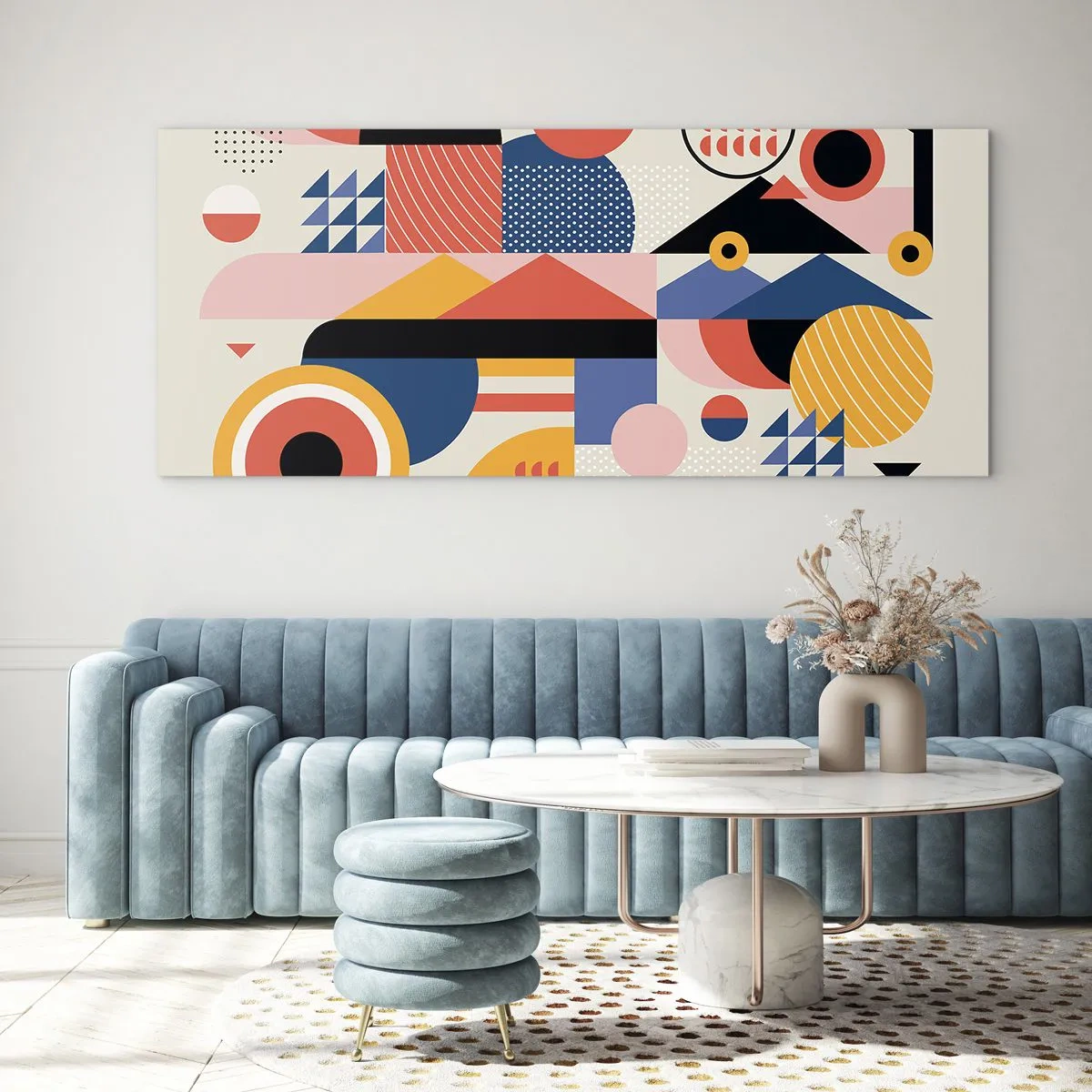 Quadro su vetro - Composizione: divertiti - 90x30 cm