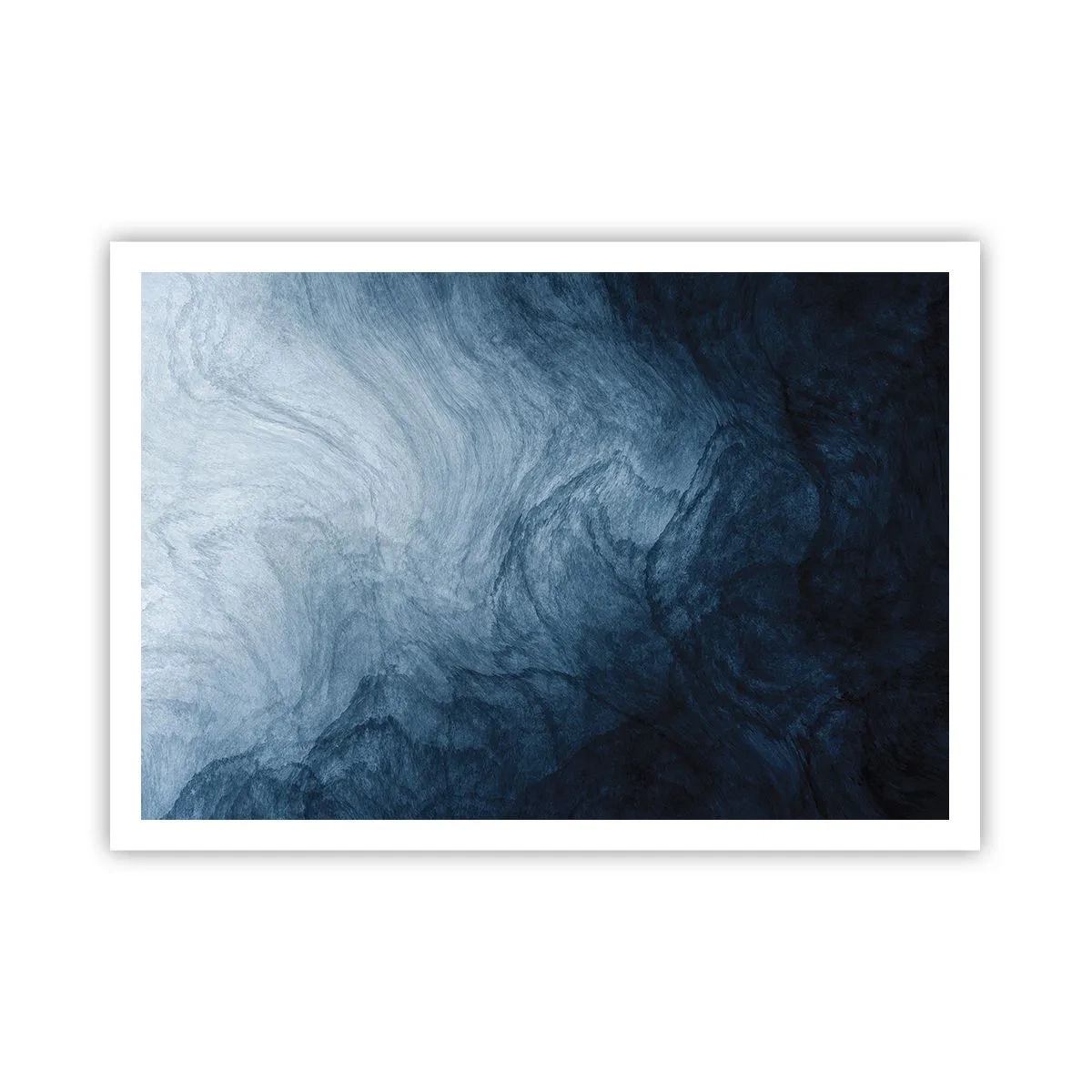 Poster - Una composizione astratta nei toni del blu e del blu navy. - 100x70cm - Arrivando in profondità - Decorazione murale moderna per soggiorno e camera da letto ARTTOR