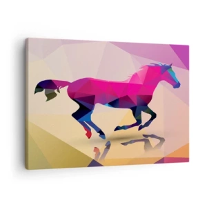 Quadro su tela - Stampe su Tela - Silhouette geometrica di un cavallo al galoppo in colori vivaci - 70x50cm - Il cubismo è sempre vivo - Decorazione murale moderna per soggiorno e camera da letto ARTTOR