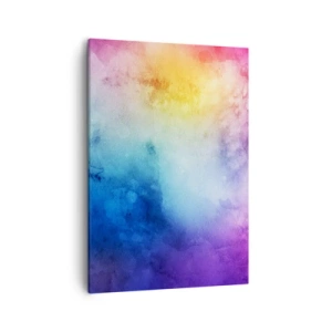 Quadro su tela - Stampe su Tela - Una composizione astratta nei toni pastello del rosa e del blu. - 50x70cm - Quasi al settimo cielo - Decorazione murale moderna per soggiorno e camera da letto ARTTOR