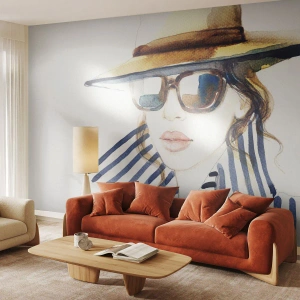 Fotomurali Premium Sand - La Florida dà il benvenuto! - Volto di donna, Ritratto di una donna, Moda - 300x210 cm