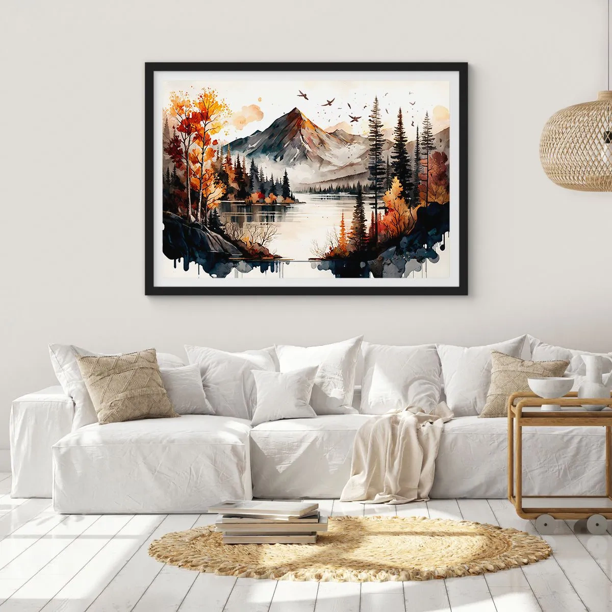 Poster in cornice nera - L'autunno dorato sui monti - 40x30 cm