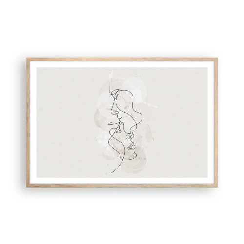 Poster in cornice rovere chiaro - Intrecciati in un abbraccio - 91x61 cm