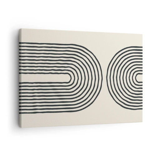 Quadro su tela - Stampe su Tela - Motivo geometrico astratto con linee simmetriche su sfondo chiaro - 70x50cm - Tra un attimo... - Decorazione murale moderna per soggiorno e camera da letto ARTTOR