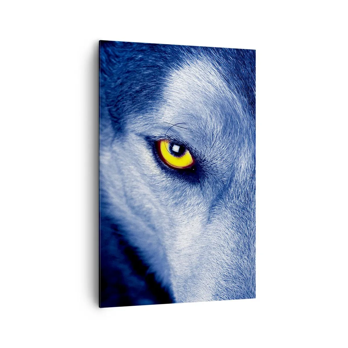 Quadro su tela - Stampe su Tela - Primo piano dello sguardo intenso di un lupo su uno sfondo scuro - 80x120cm - Sguardo ipnotico - Decorazione murale moderna per soggiorno e camera da letto ARTTOR