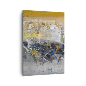 Quadro su tela - Stampe su Tela - Astrazione con tonalità dominanti di giallo e grigio - 50x70cm - Tutto andrà bene - Decorazione murale moderna per soggiorno e camera da letto ARTTOR
