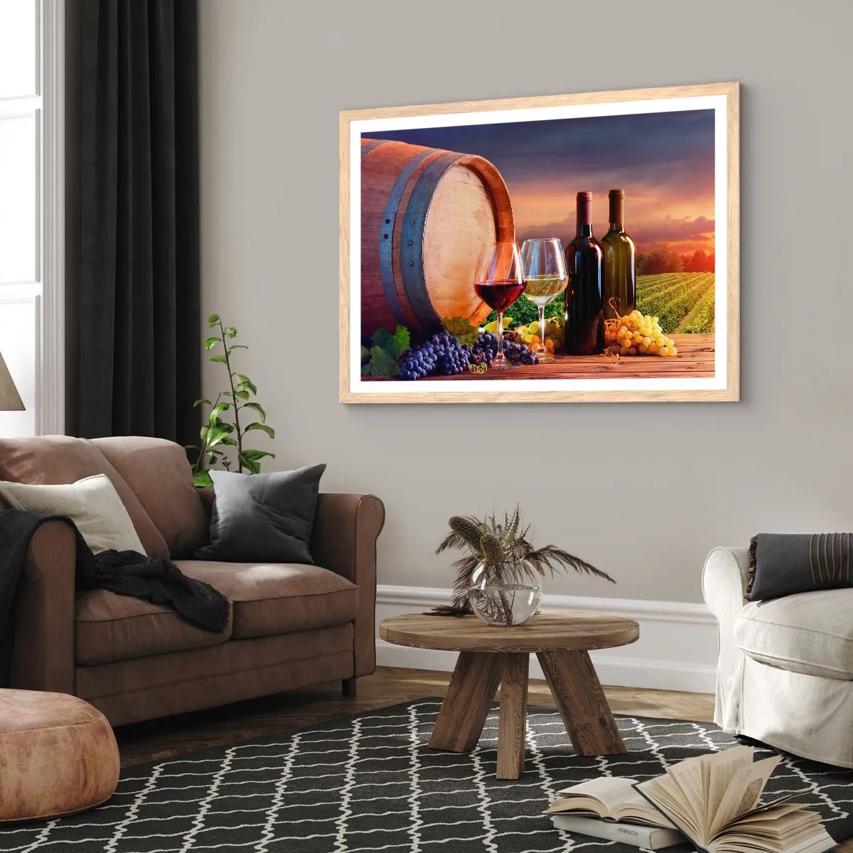 Poster in cornice rovere chiaro - Qui la vita ha gusto - 100x70 cm