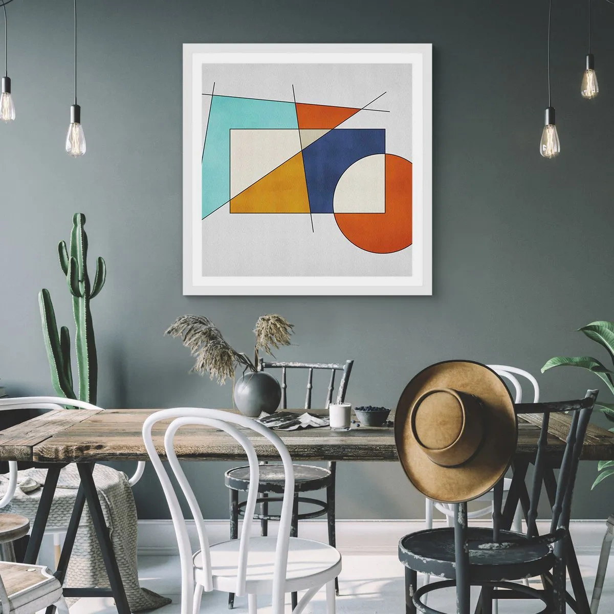 Poster in cornice bianca - Astrazione: gioco modernista - 60x60 cm