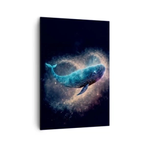 Quadro su tela - Stampe su Tela - Una balena spaziale con una galassia sullo sfondo - 70x100cm - Esiste un mondo... - Decorazione murale moderna per soggiorno e camera da letto ARTTOR
