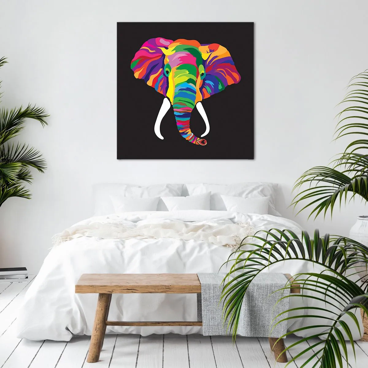 Quadro su tela - Stampe su Tela - L'elefante che faceva il bagno nell'arcobaleno - 40x40 cm