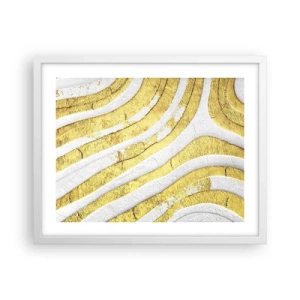 Poster in cornice bianca - Composizione in bianco e oro - 50x40 cm