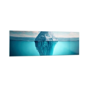 Quadro su vetro - Un iceberg visibile sopra e sotto la superficie dell'acqua - 160x50cm - Il re del ghiaccio - Decorazione murale moderna per soggiorno e camera da letto ARTTOR