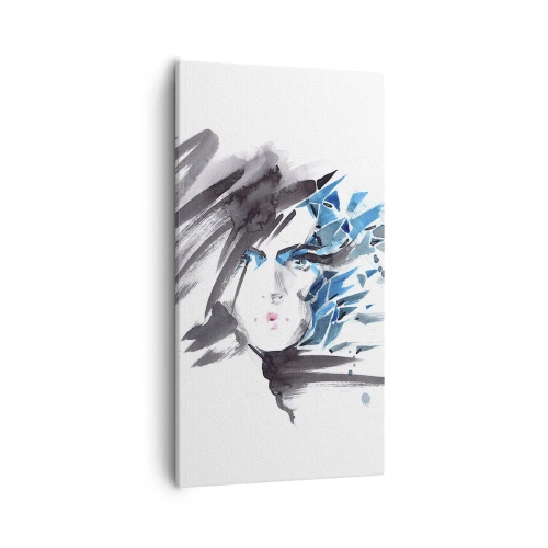 Quadro su tela - Stampe su Tela - Ritratto di sensualità in grigio e azzurro - 55x100 cm