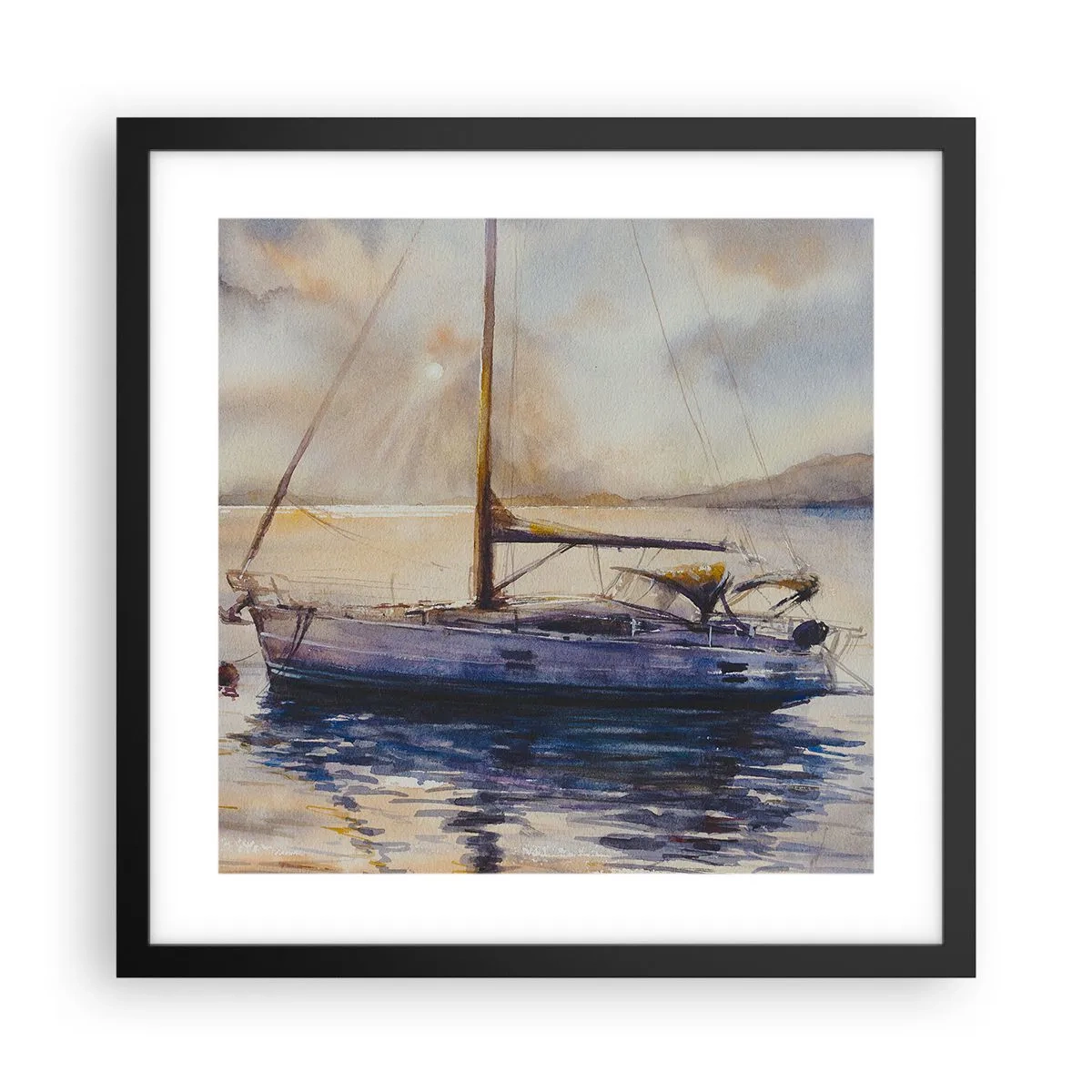 Poster in cornice nera - La sera nel golfo - 40x40 cm