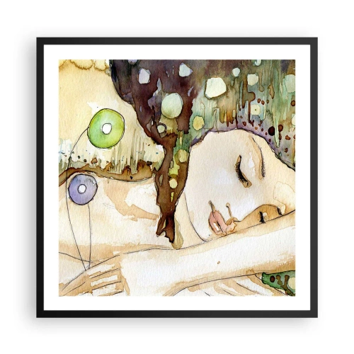 Poster in cornice nera - Sogno smeraldo e viola - 60x60 cm