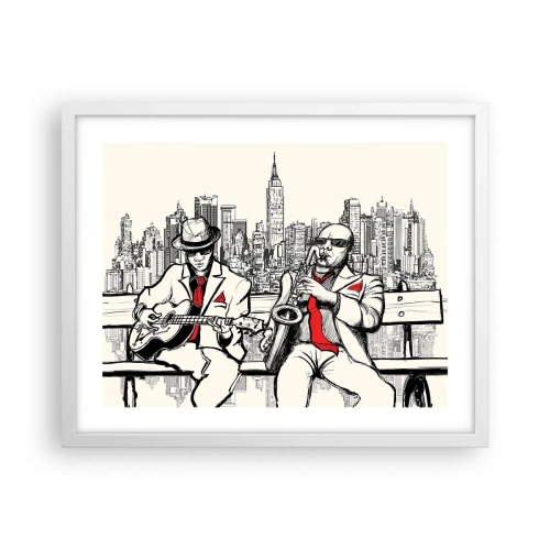 Poster in cornice bianca - Improvvisare a New York - 50x40 cm