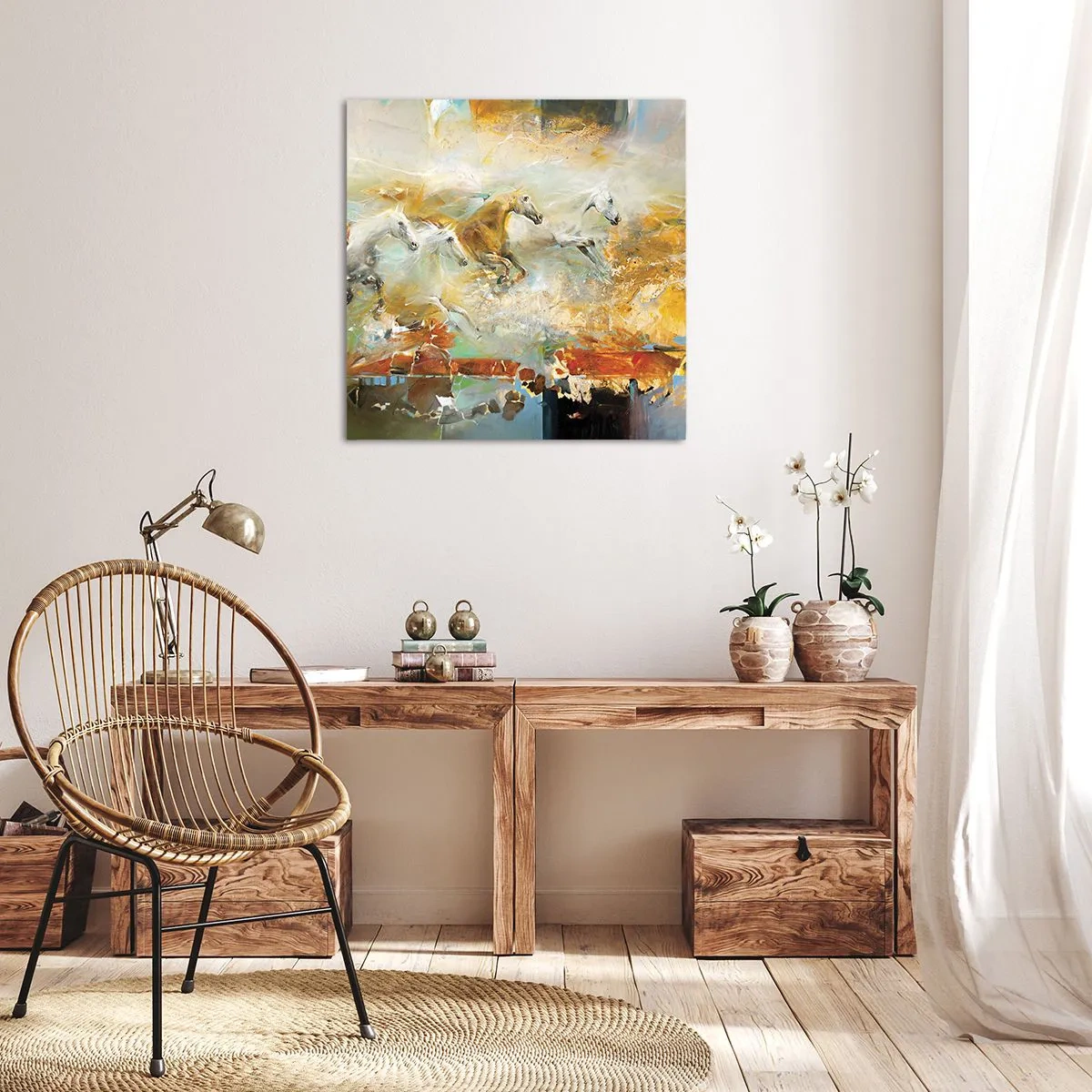 Quadro su tela - Stampe su Tela - Al galoppo attraverso la luce - 30x30 cm