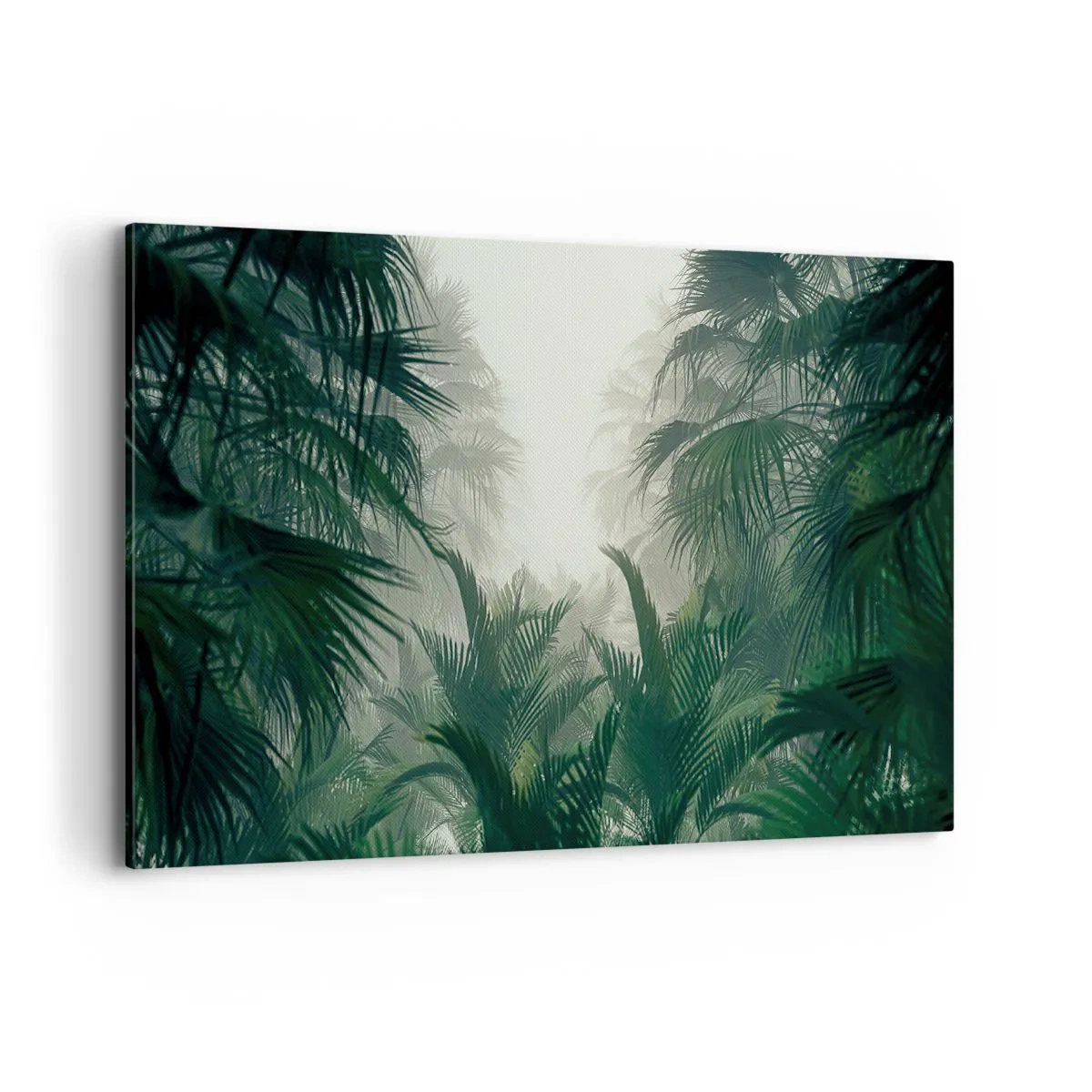 Quadro su tela - Stampe su Tela - Vegetazione tropicale nella fitta nebbia della foresta pluviale - 120x80cm - Mistero dei tropici - Decorazione murale moderna per soggiorno e camera da letto ARTTOR