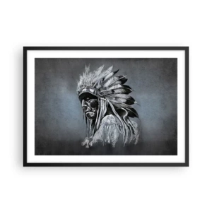Poster in cornice nera - Ritratto di un capo indiano che indossa un copricapo tradizionale - 70x50cm - Ritorno alle radici - Decorazione murale moderna per soggiorno e camera da letto ARTTOR