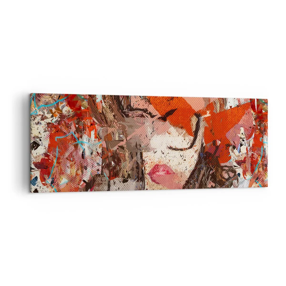 Quadro su tela - Stampe su Tela - Ritratto astratto di una donna dai colori intensi - 140x50cm - Nessuno sa come sei veramente - Decorazione murale moderna per soggiorno e camera da letto ARTTOR