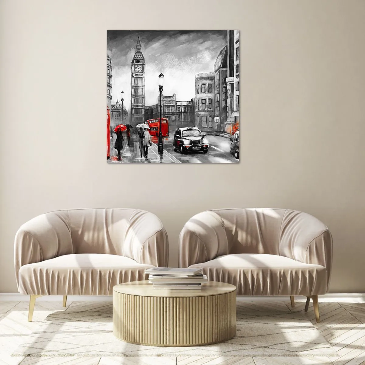 Quadro su vetro - Una città per niente grigia - 70x70 cm