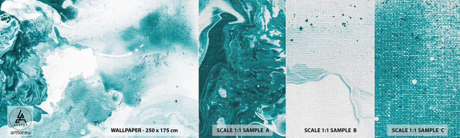 Campione di Fotomurale Premium Canvas - Palude blu - Astrazione, Pezzo, Arte Moderna. - 100x30 cm