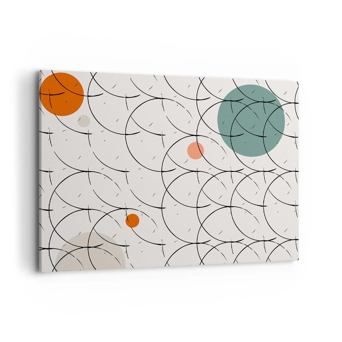 Quadro su tela - Stampe su Tela - Motivo geometrico con cerchi colorati su sfondo chiaro - 100x70cm - Nello spirito della pop-art - Decorazione murale moderna per soggiorno e camera da letto ARTTOR