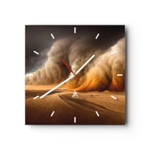 Orologio da parete - Orologio in Vetro - Impressionante tempesta di sabbia nel deserto - 30x30cm - L'ira del deserto - Decorazione murale moderna per soggiorno e camera da letto ARTTOR