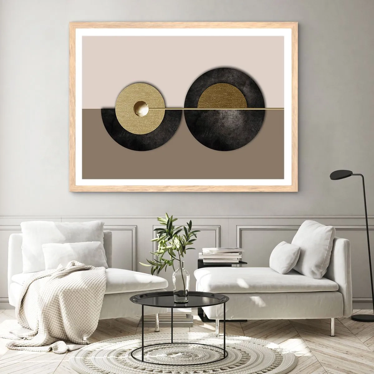 Poster in cornice rovere chiaro - Variazioni attorno al cerchio - 100x70 cm
