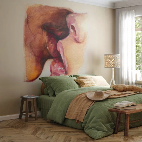 Fotomurali Premium Canvas - Come notte e giorno, terra e cielo - Astrazione, Bacio, Coppia innamorata - 250x175 cm