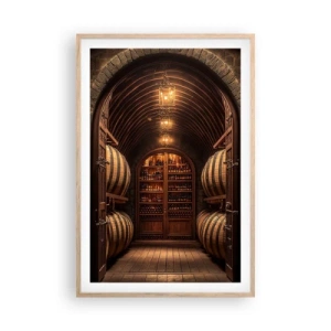 Poster in cornice rovere chiaro - L'atmosfera della cantina - 61x91 cm