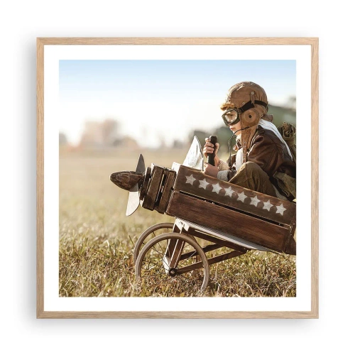 Poster in cornice rovere chiaro - Decollo verso i sogni - 60x60 cm