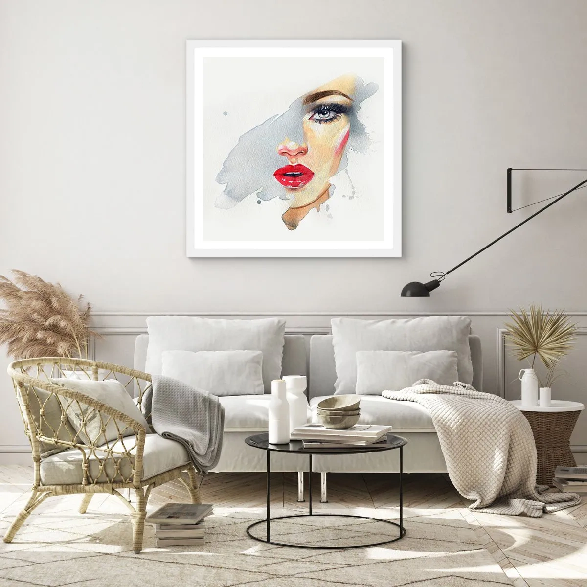 Poster in cornice bianca - Riflesso in una goccia d'acqua - 50x50 cm