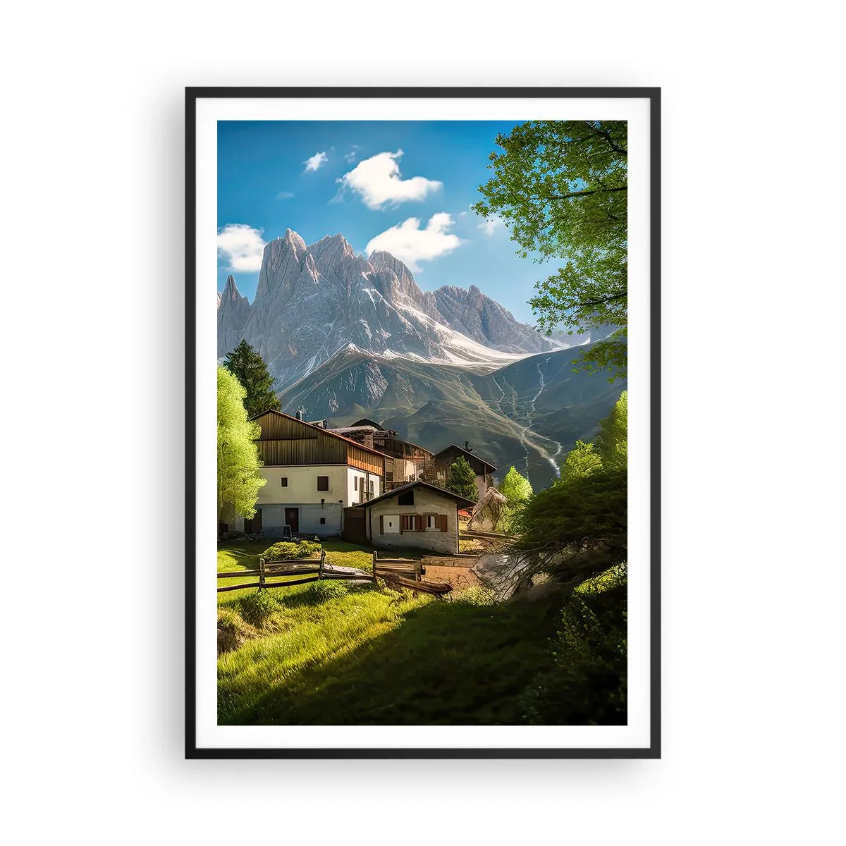 Poster in cornice nera - Idillio alpino - 70x100 cm