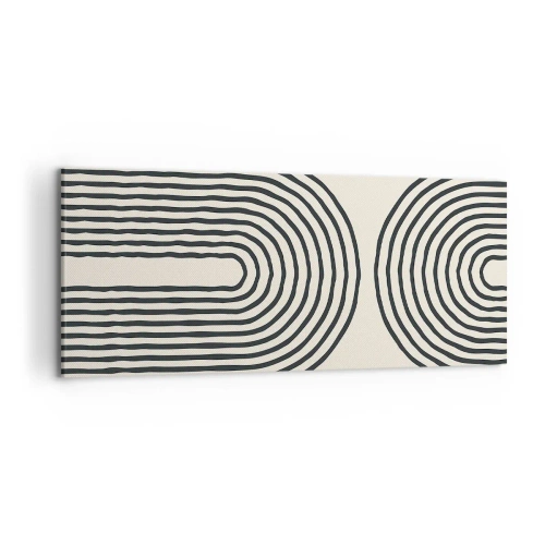 Quadro su tela - Stampe su Tela - Motivo geometrico astratto con linee simmetriche su sfondo chiaro - 120x50cm - Tra un attimo... - Decorazione murale moderna per soggiorno e camera da letto ARTTOR