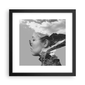 Poster in cornice nera - Ritratto montano nuvoloso - 30x30 cm