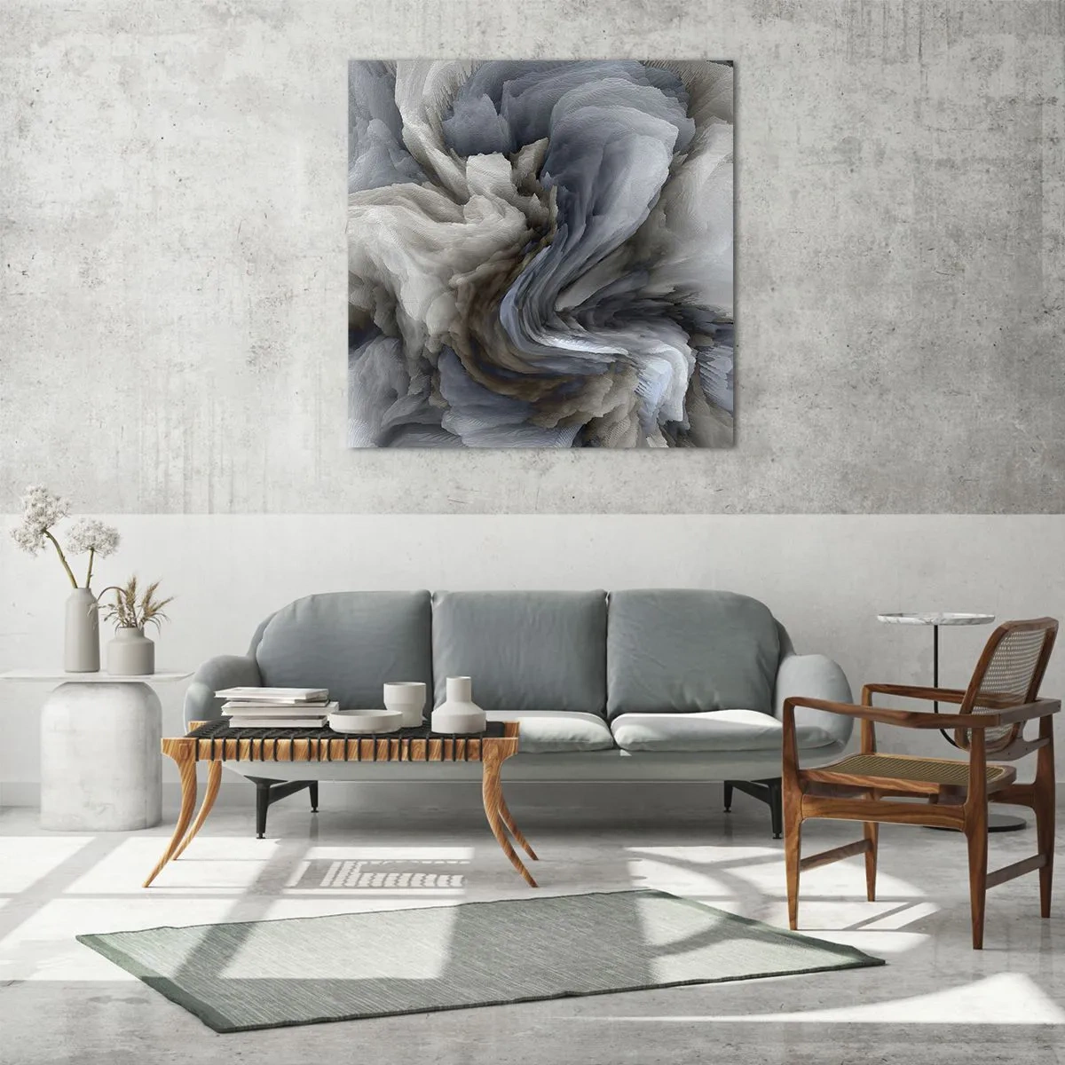 Quadro su vetro - Pietra in fiore - 50x50 cm