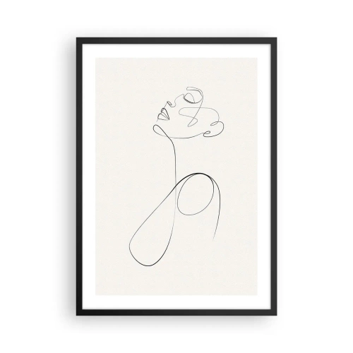 Poster in cornice nera - Una linea minimalista che crea la silhouette di una donna - 50x70cm - Avvolta nei sogni - Decorazione murale moderna per soggiorno e camera da letto ARTTOR