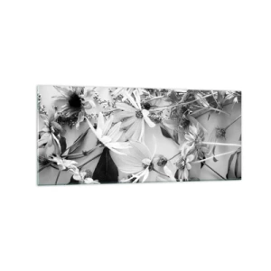 Quadro su vetro - Composizioni floreali in bianco e nero in uno stile artistico sottile - 120x50cm - Un non bouquet di fiori - Decorazione murale moderna per soggiorno e camera da letto ARTTOR