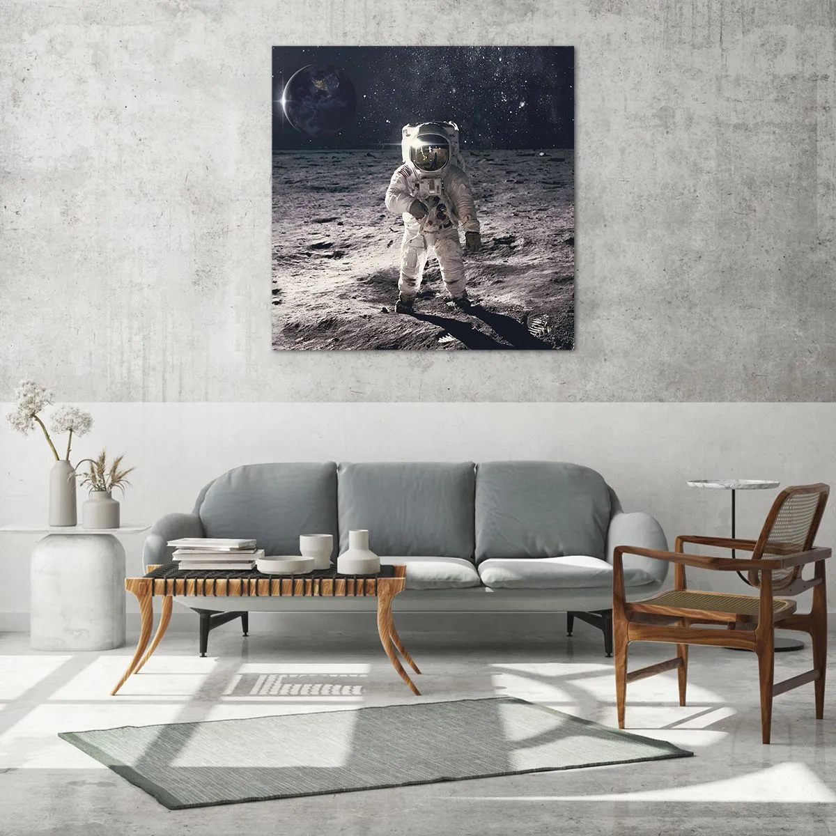 Quadro su vetro - Saluti dalla luna - 60x60 cm