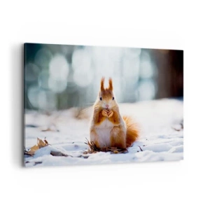 Quadro su tela - Stampe su Tela - Uno scoiattolo in un paesaggio invernale - 100x70cm - Che cosa guardi? - Decorazione murale moderna per soggiorno e camera da letto ARTTOR