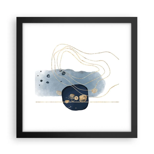 Poster in cornice nera - Fantasia blu e oro - 30x30 cm