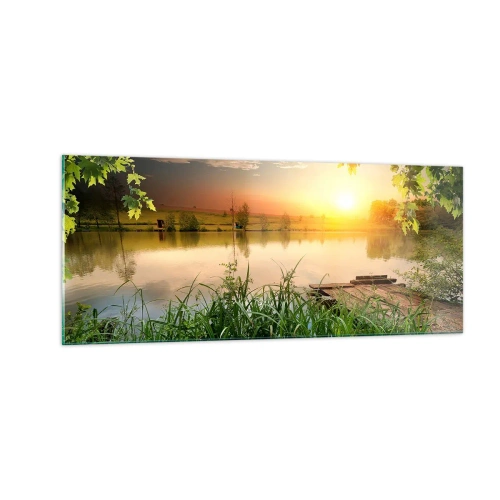 Quadro su vetro - Paesaggio incorniciato di verde - 100x40 cm