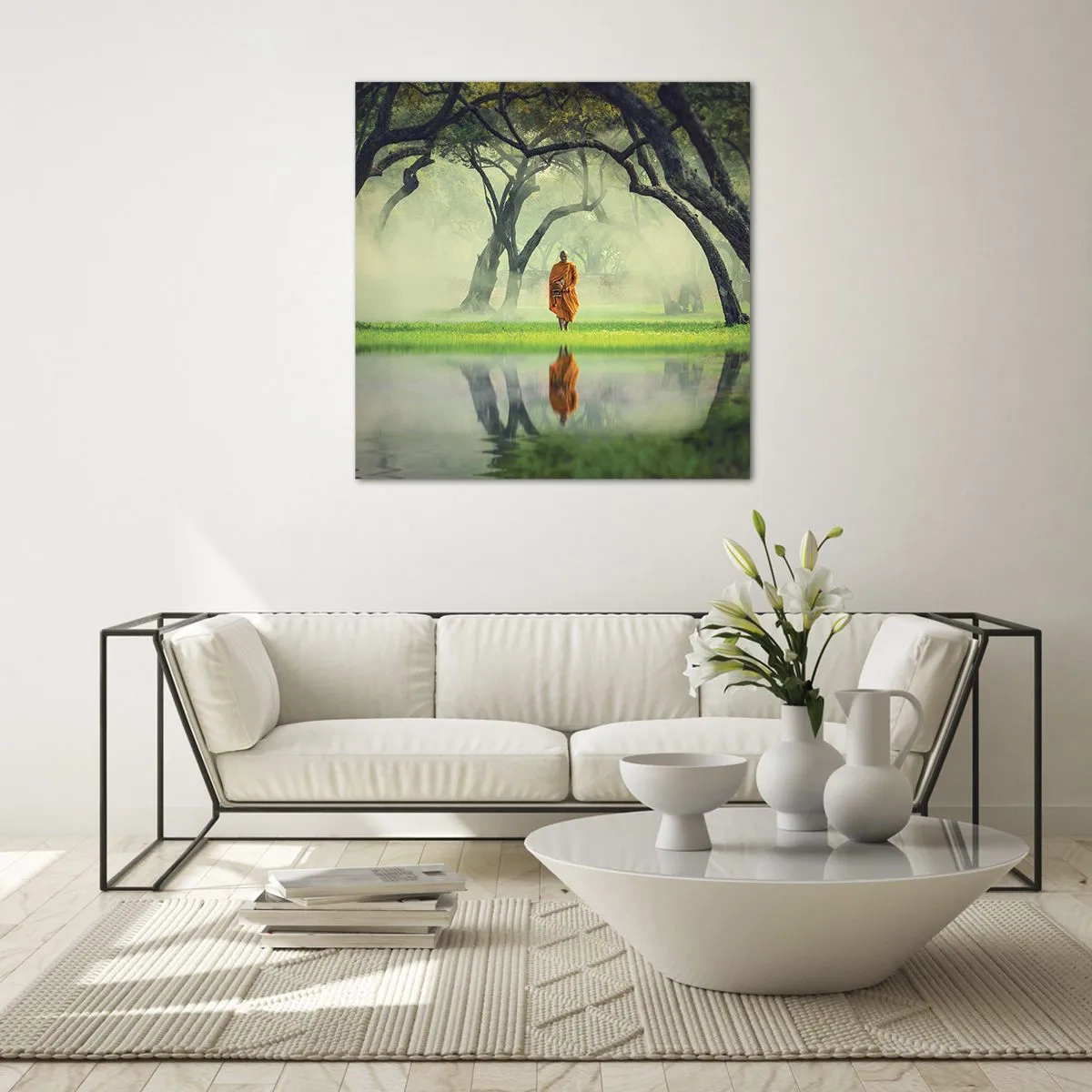 Quadro su vetro - In cammino verso l'illuminazione - 50x50 cm