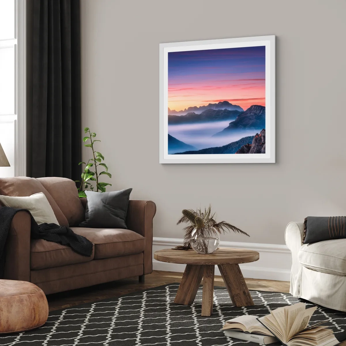 Poster in cornice bianca - Sopra le valli - 30x30 cm