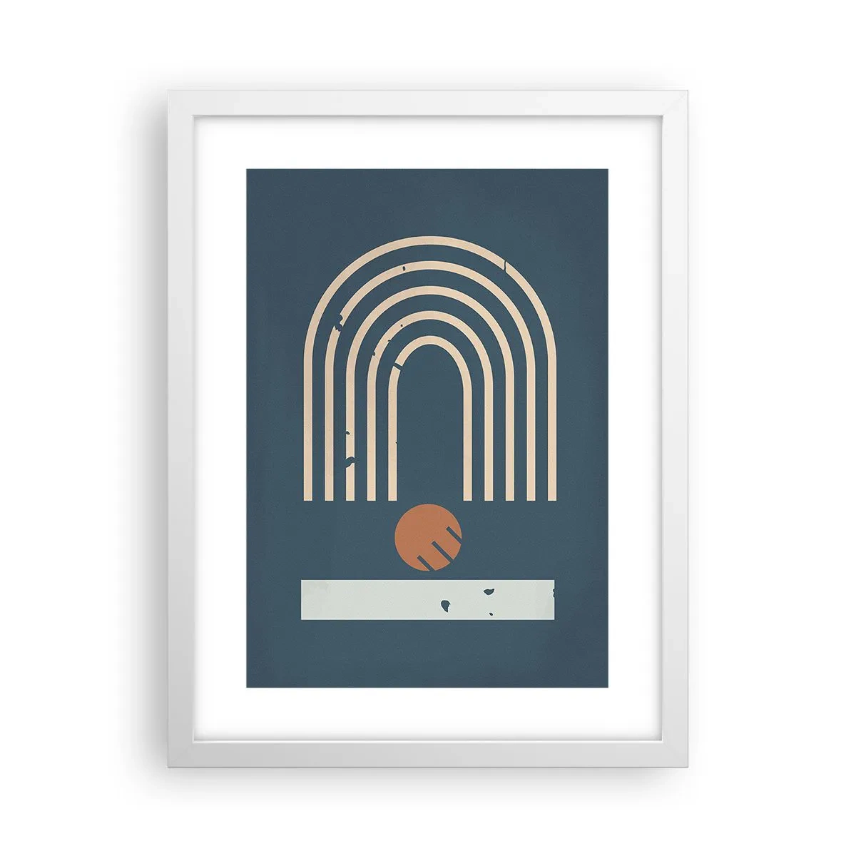 Poster in cornice bianca - Geometria in blu - 30x40 cm